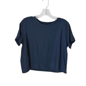 Beyond Yoga Featherweight Cropped Blue Tee Size Medium